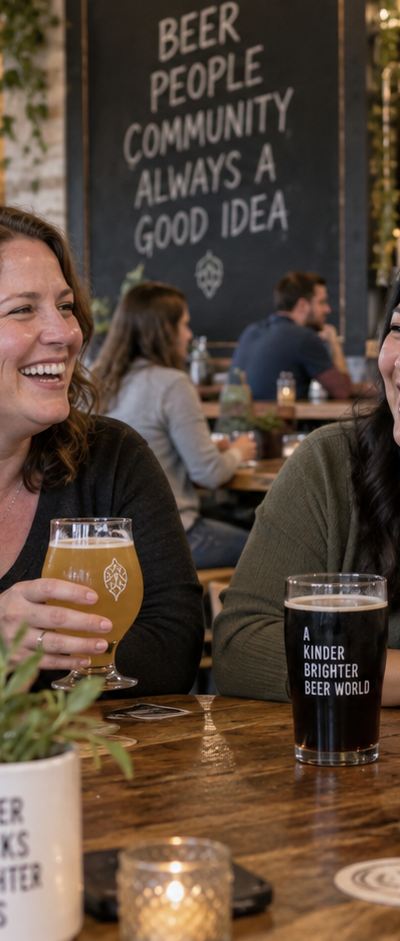 Friends sharing drinks at a local brewery